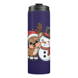 Termo Adorable Reno de Navidad & Muñeco de Nieve