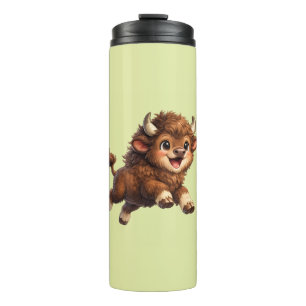Termo Adorables Bisontes Corriendo Juguetonamente con un