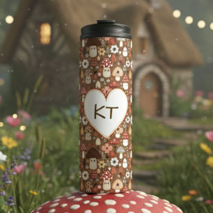 Termo Adorables Hongos con Monograma de Estilo Cottage
