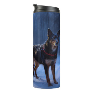 Termo Adorno de Navidad Australian Kelpie Snowy Sleigh