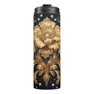 Termo Adorno Floral Dorado