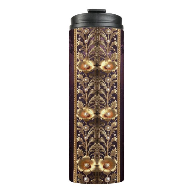 Termo Adorno Floral Dorado (Anverso)