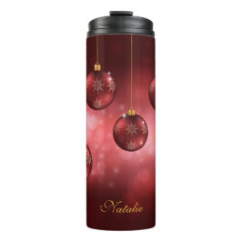 Termo Adornos Navideños Festivos Rojos Con Nombre Person