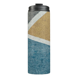 Termo Adosado pintado de gris, amarillo y azul