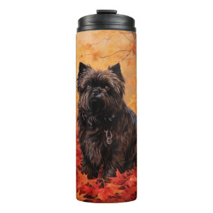 Termo Affenpinscher en hojas de otoño se inspira