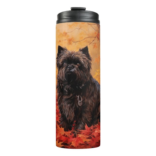 Termo Affenpinscher en hojas de otoño se inspira (Anverso)