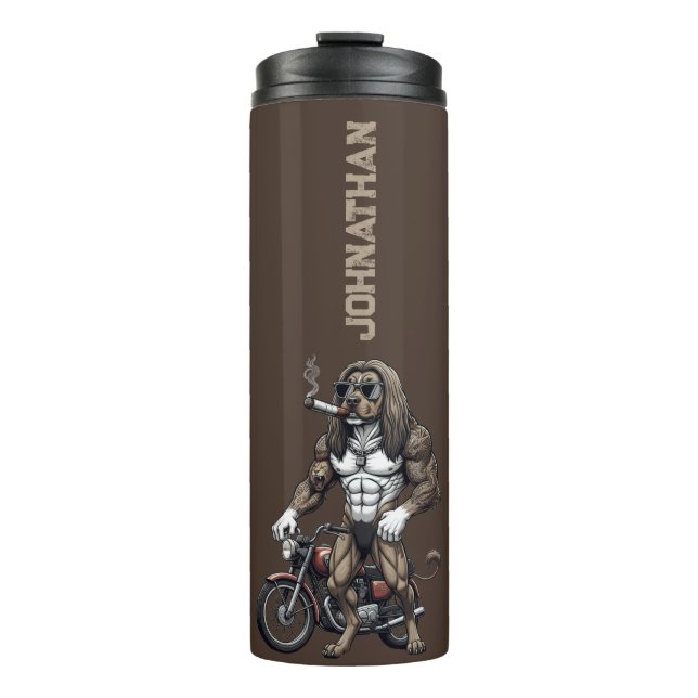 Termo Afghan Hound Dog, muscular, tattooed, bodybuilder  (Anverso)