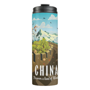 Termo Afiche de la Gran Muralla de China para viajes