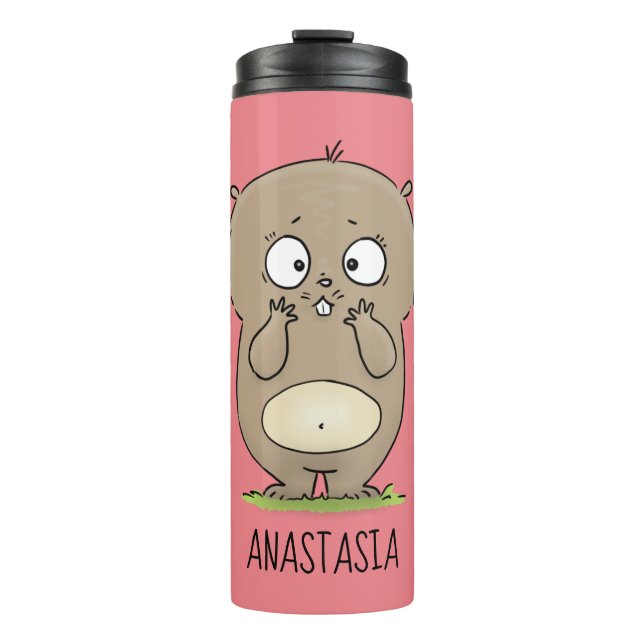 Termo Afortunadamente adorable personalizado de hámster  (Anverso)