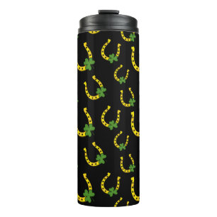 Termo Afortunado Horseheno de Oro con Shamrock en negro