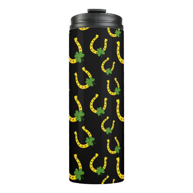 Termo Afortunado Horseheno de Oro con Shamrock en negro (Anverso)