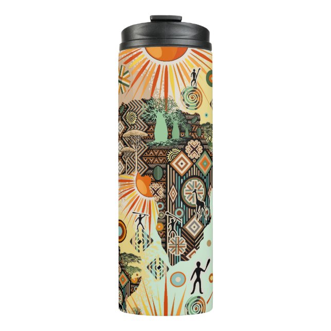 Termo Africa Map Decorative Tribal Elements Pattern (Anverso)