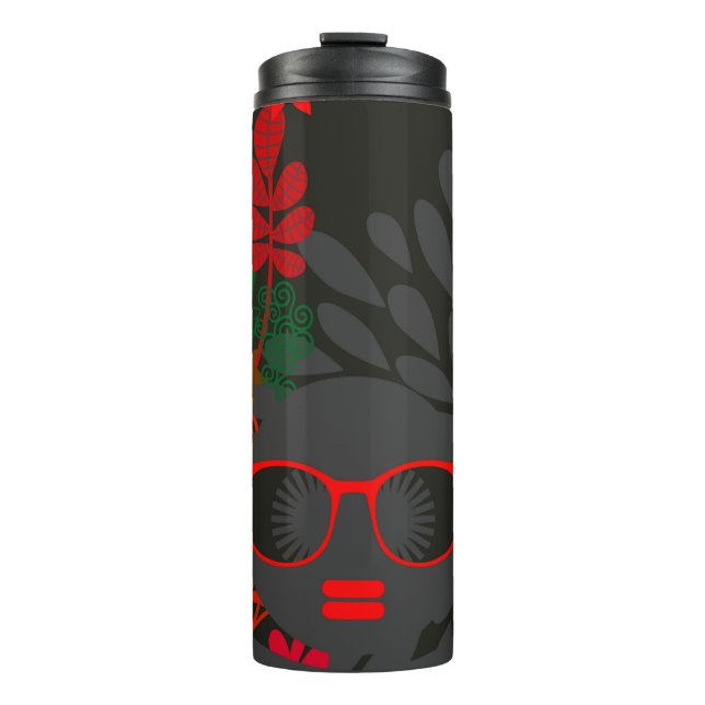 Termo Afro Diva Rojo Verde Pizarra Negro (Anverso)