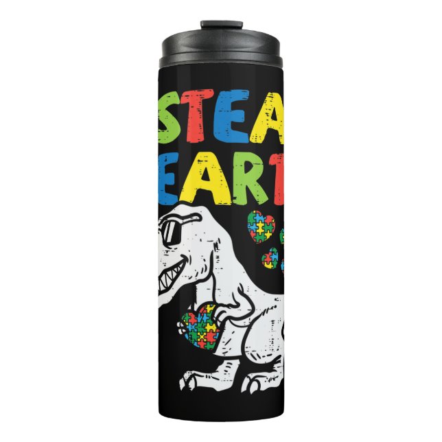 Termo Agarra este lindo I Robar corazones Trex Dinosaur  (Anverso)