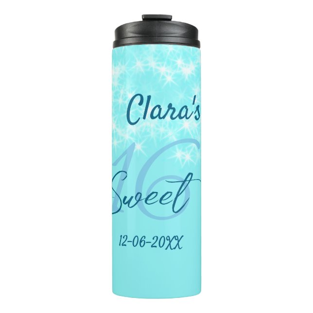 Termo Agate verde azulado turquesa dulce 16 cumpleaños a (Anverso)