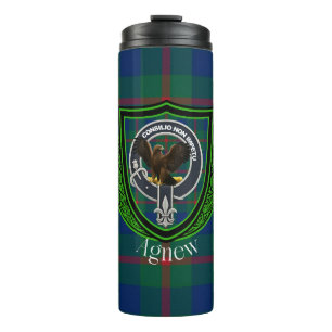 Termo Agnew Scottish Clan Tartán y Escudo