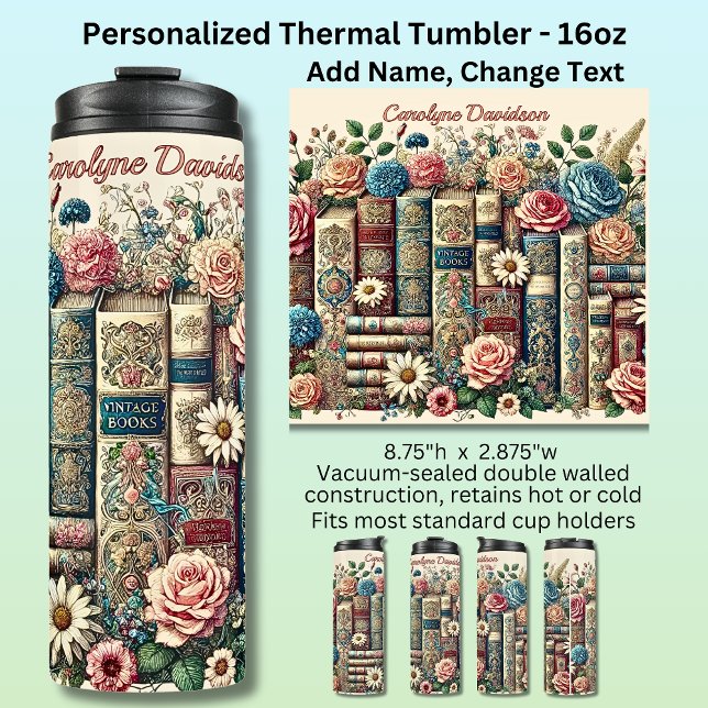Termo Agregar nombre Libros y Flores Vintage (Subido por el creador)