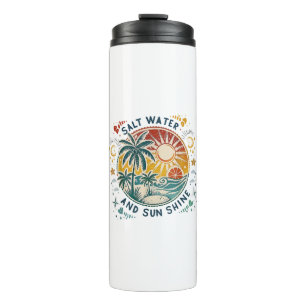 Termo Agua Salada y Brillo del Sol Playa Tropical Vintag