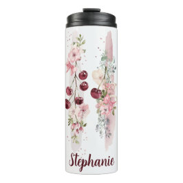Termo Aguarela floral de flor de cerezo, Agregar nombre