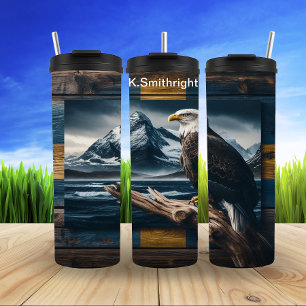 Termo Águila calva con montañas oceánicas