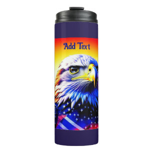 Termo Águila patriótica y bandera estadounidense persona