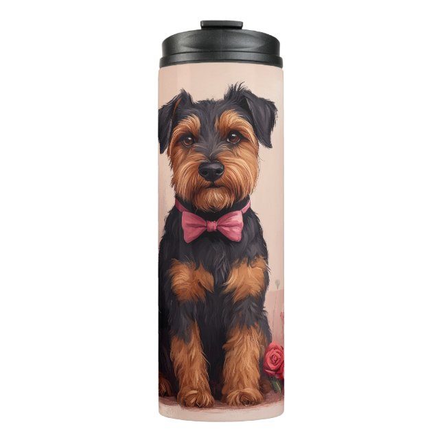 Termo Airedale con Rosas - Día de San Valentín (Anverso)