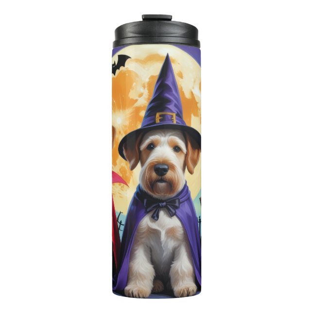 Termo Airedale Terrier Perros Calabaza Halloween Funny (Anverso)