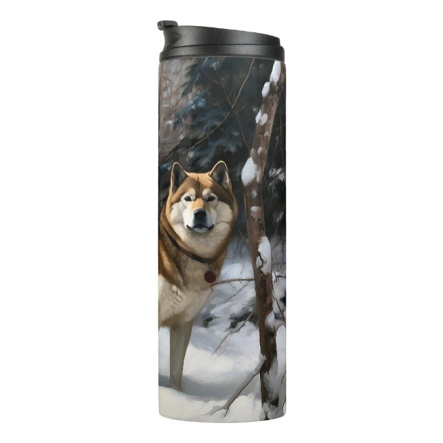 Termo Akita Deja que nieve Navidad (Rotado hacia la derecha)