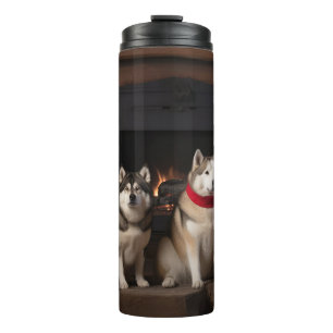 Termo Akita junto a la chimenea Navidad
