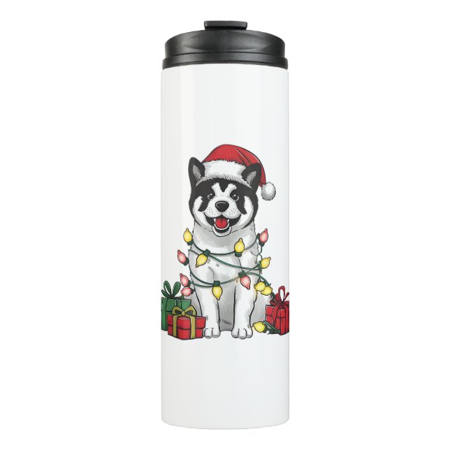 Termo Akita Xmas enciende Navidades de perros de Santa H (Anverso)
