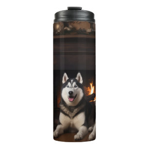 Termo Alaskan Malamute junto a los Navidades de la chime