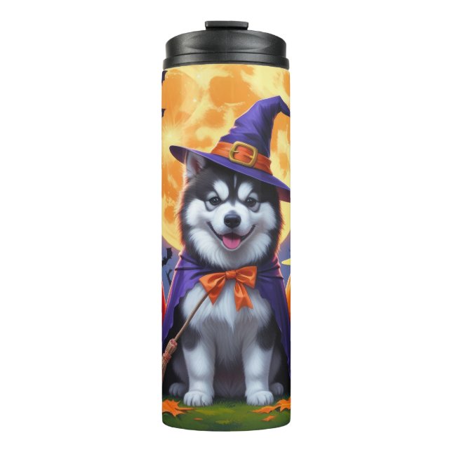 Termo Alaskan Malamute Perros Calabaza Halloween Funny (Anverso)