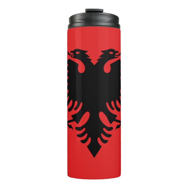 Termo Albania: Mug de viajes, bandera patriótica albanes (Anverso)