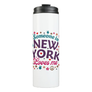 Termo Alguien en Nueva York Me Ama Diseño Retro Divertid