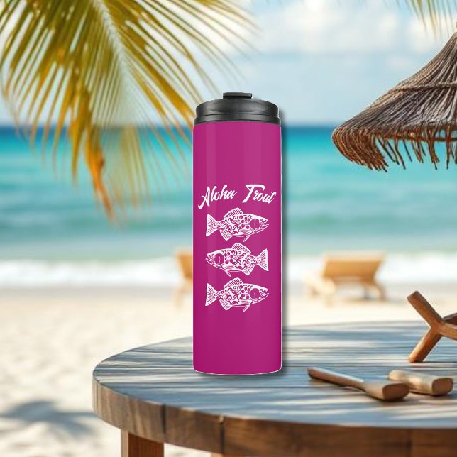 Termo Aloha Trout-Hawaiano Rosa (Aloha Trout Fisherman Trend Hawaiian Fish Beach Summer Thermal Tumbler Dark Pink)
