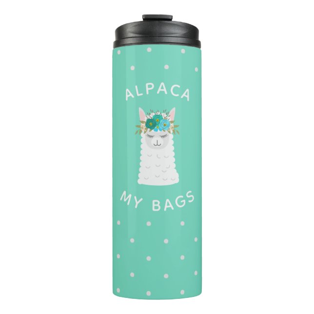 Termo Alpaca cuta y a la moda | Turquesa (Anverso)