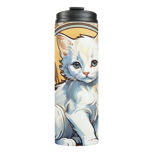 Termo Alphonse Mucha Style Cat (Anverso)