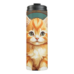 Termo Alphonse Mucha Style Naranja Cat