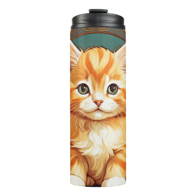 Termo Alphonse Mucha Style Naranja Cat (Anverso)