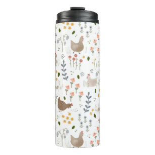Termo Amantes de pollo corral Bonito animal Floral