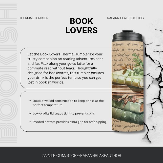 Termo Amantes del libro Tumbler termal Bookish (Subido por el creador)