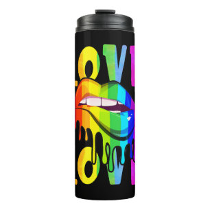 Termo Amar Lgbtq Lgbt La Bandera Arcoiris Levanta Lesbia