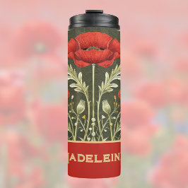 Termo Amarillas Vintage Dorado Rojo Art Nouveau