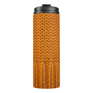 Termo Amarillo brillante: textura de punto hecha a mano.