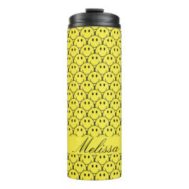 Termo Amarillo inmaculado Retro Sonriente Nombre Tumbler