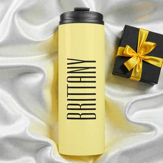 Termo Amarillo Minimalista Nombres Personalizados Simple (Yellow Minimal Bridesmaid Personalized Name Simple Thermal Tumbler)