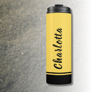 Termo Amarillo Mostaza Negro Elegante Mínimo Personaliza