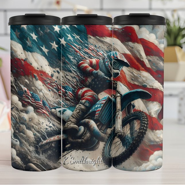 Termo American Motocross Flag Art Print (Subido por el creador)