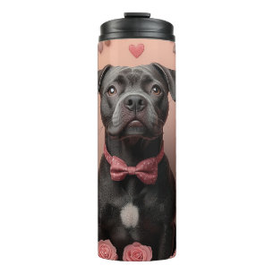 Termo American Staffordshire con Rosas -Día de San Valen
