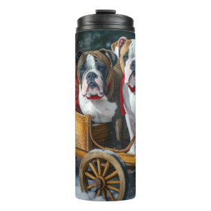 Termo American Staffordshire Nieve Trineo Navidad